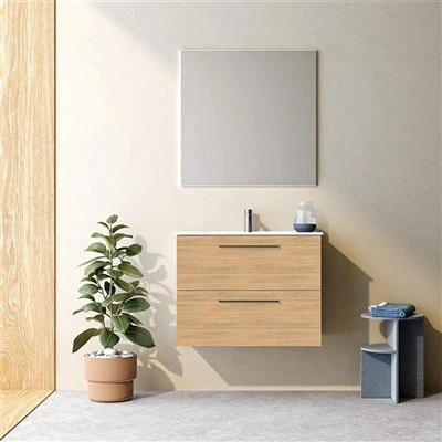 Меламинови черни дръжки от дъбова дървесина, монтирана на стена суета